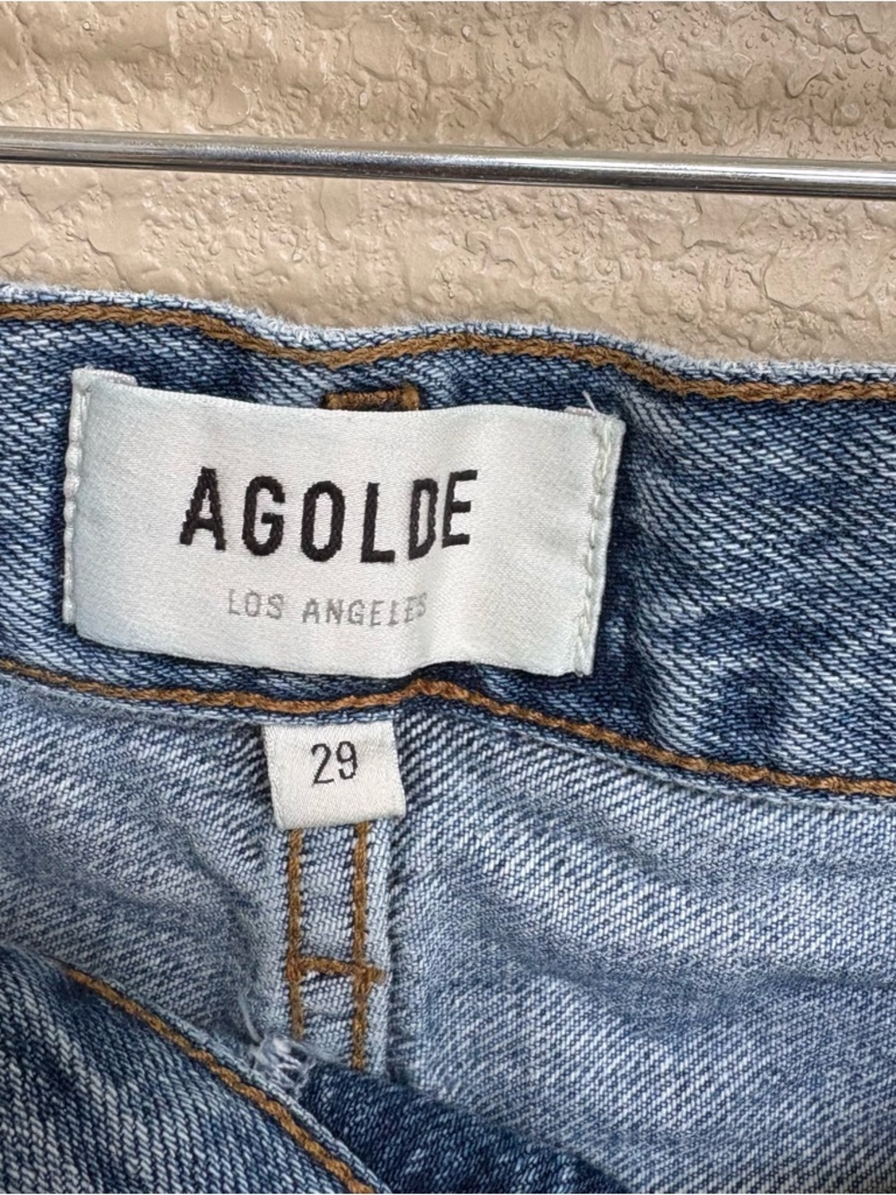 AGOLDE Criss Cross Straight Leg Jeans Blue Distressed Raw Hem 29 - Picture 8 of 11